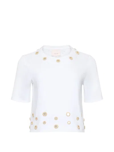Cinq À Sept Bessy Crochet-embellished T-shirt In White