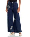 Cinq À Sept Cinq A Sept Betsy Applique High Rise Wide Leg Jeans In Fontaine In Blue