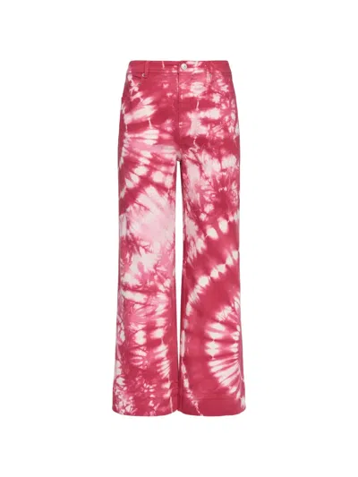 Cinq À Sept Cinq A Sept Betsy Tie Dye High Rise Wide Jeans In Goji Berry In Pink