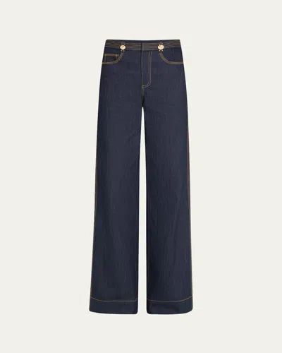 Cinq À Sept Bev Wide-leg Denim Pants In Purple