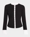Cinq À Sept Beverly Button-front Top In Black/white