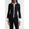 Cinq À Sept Beverly Button-front Top In Black/white