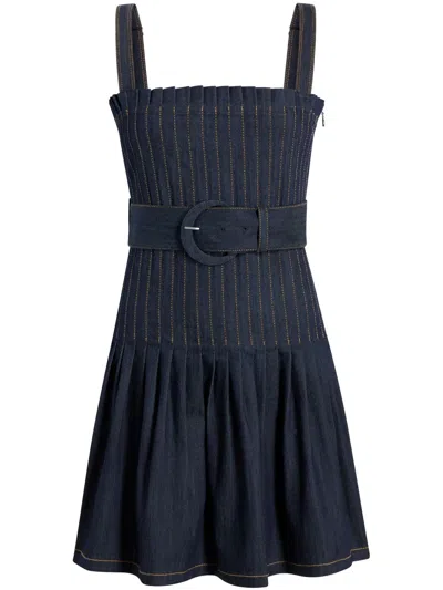 Cinq À Sept Bibi Sleeveless Mini Dress In Dark Indigo Denim In Blue