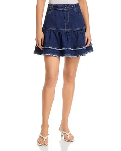 Cinq À Sept Cinq A Sept Bicolor Fringe Martina Skirt In Blue