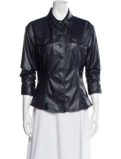 Pre-owned Cinq À Sept Biker Jacket In Blue