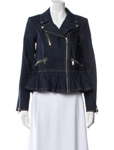 Pre-owned Cinq À Sept Biker Jacket In Blue