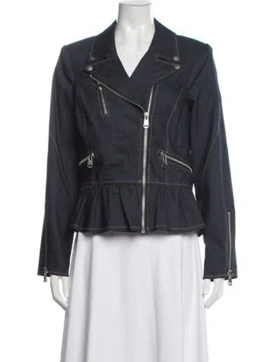 Pre-owned Cinq À Sept Biker Jacket In Blue