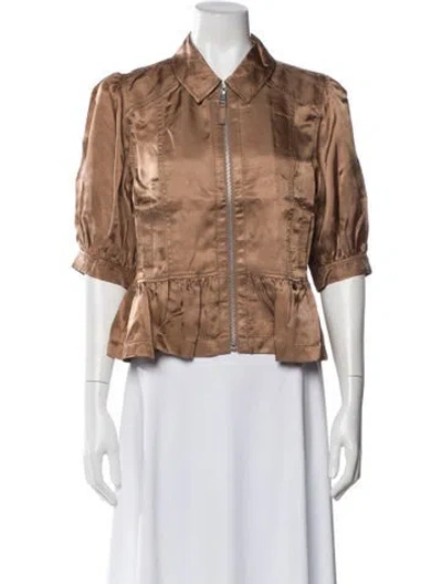 Pre-owned Cinq À Sept Biker Jacket In Brown