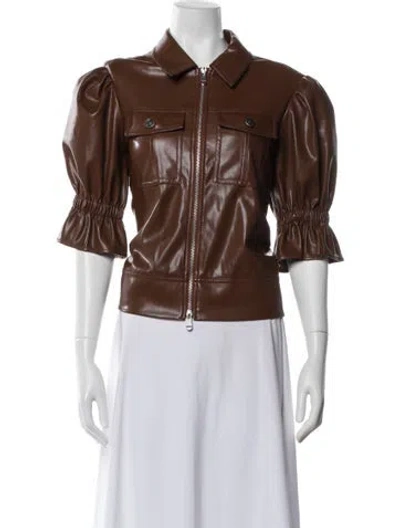 Pre-owned Cinq À Sept Biker Jacket In Brown