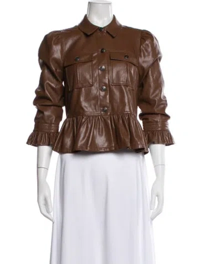 Pre-owned Cinq À Sept Biker Jacket In Brown