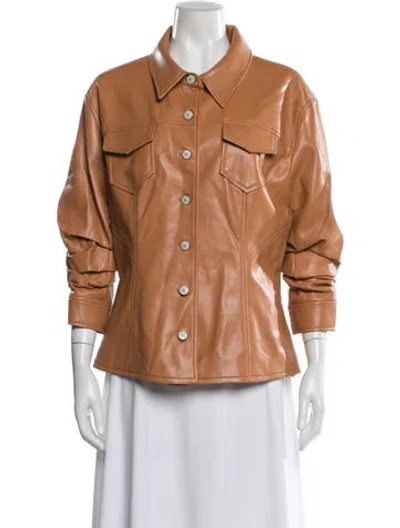 Pre-owned Cinq À Sept Biker Jacket In Brown