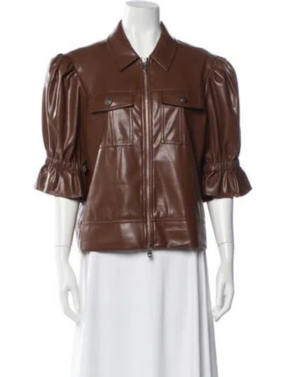 Pre-owned Cinq À Sept Biker Jacket In Brown
