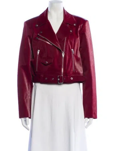 Pre-owned Cinq À Sept Biker Jacket In Burgundy