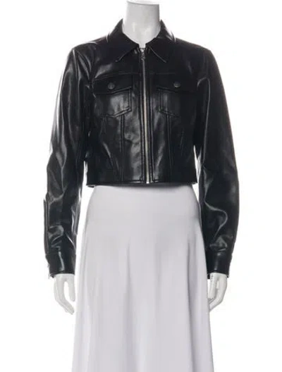 Pre-owned Cinq À Sept Biker Jacket In Green