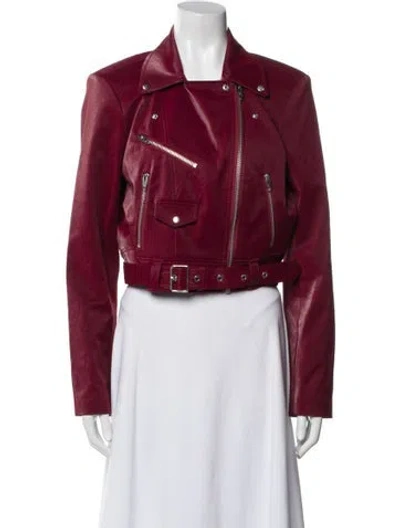 Pre-owned Cinq À Sept Biker Jacket In Red