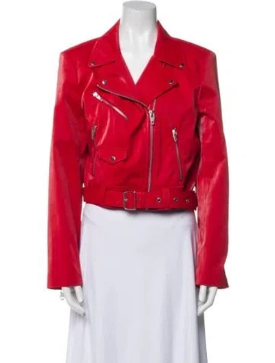Pre-owned Cinq À Sept Biker Jacket In Red