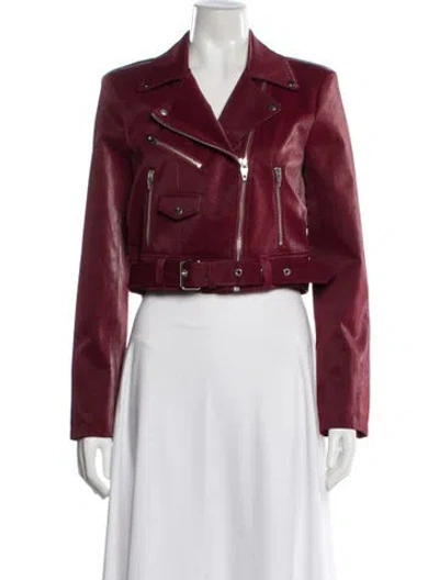 Pre-owned Cinq À Sept Biker Jacket In Red