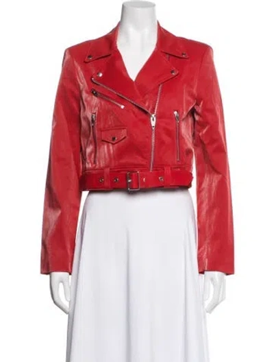 Pre-owned Cinq À Sept Biker Jacket In Red