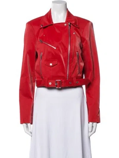 Pre-owned Cinq À Sept Biker Jacket In Red