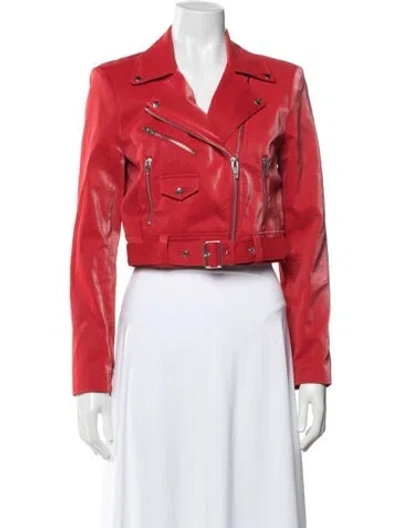 Pre-owned Cinq À Sept Biker Jacket In Red