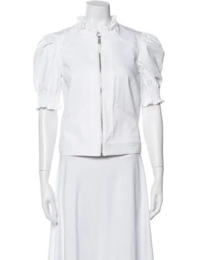 Pre-owned Cinq À Sept Biker Jacket In White