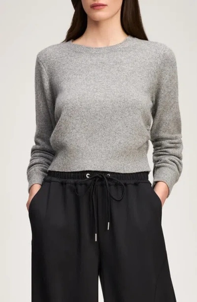 Cinq À Sept Birdie Crop Cashmere Pullover Sweater In Gray