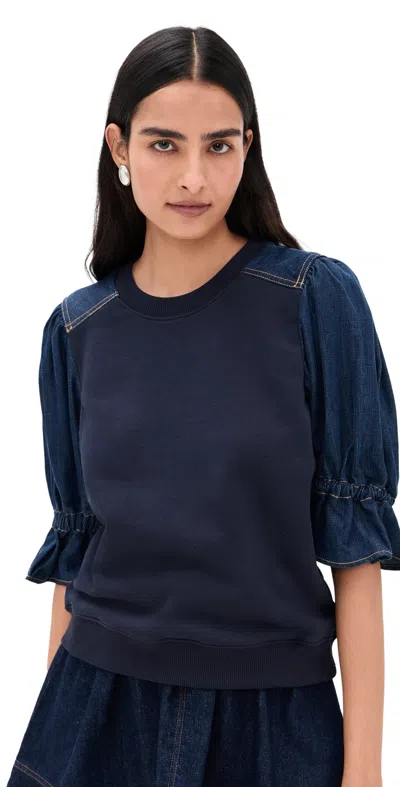 CINQ À SEPT BLAKE TOP NAVY/RINSE WASH
