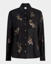 Cinq À Sept Le Tiger Heatset Blanche Top In Black Animal In Black/multi