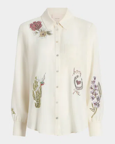Cinq À Sept Blanche Long-sleeve Western Amour Top In Neutral