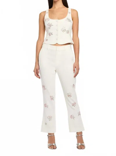 Cinq À Sept Blooming Linework Cropped Kerry Pants In Ivory Multi In White
