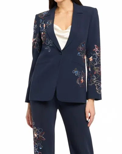 Cinq À Sept Blooming Linework Karlie Blazer In Navy Multi In Blue