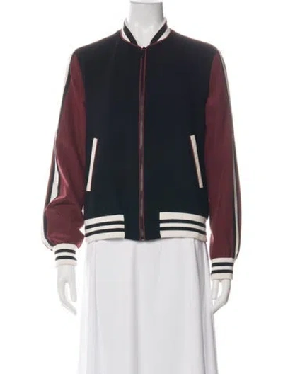 Pre-owned Cinq À Sept Bomber Jacket In Green