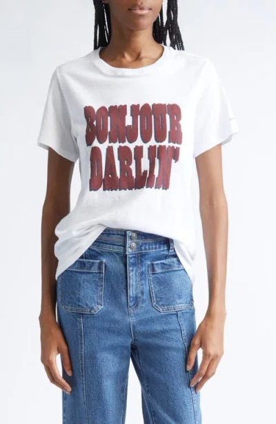 Cinq À Sept Bonjour Darlin Graphic T-shirt In White