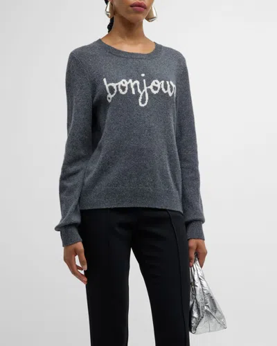 CINQ À SEPT BONJOUR GRAPHIC CREWNECK SWEATER