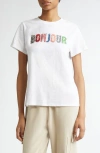 Cinq À Sept Bonjour Sequin Appliqué Cotton T-shirt In White/multi