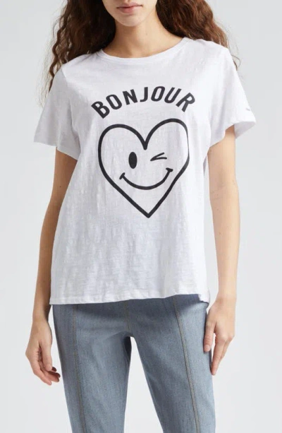 CINQ À SEPT BONJOUR SMILING HEART GRAPHIC T-SHIRT