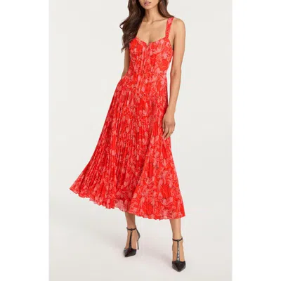 Cinq À Sept Botanical Floral Print Sleeveless Maxi Dress In Orange