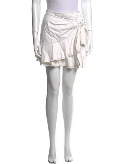 Pre-owned Cinq À Sept Bow Accents Mini Skirt In White