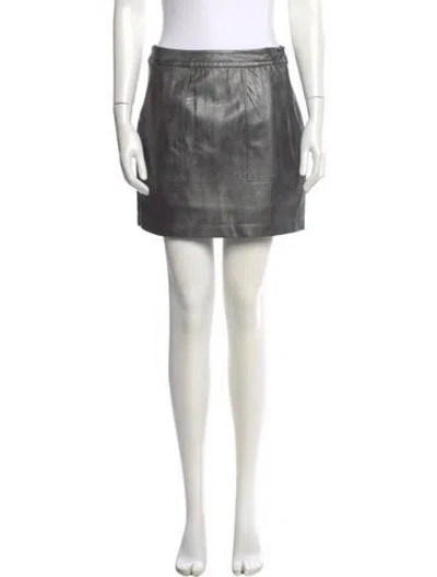 Pre-owned Cinq À Sept Braided Accents Mini Skirt In Silver