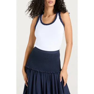 CINQ À SEPT CINQ À SEPT BRAIDED TRIM STRETCH COTTON TANK