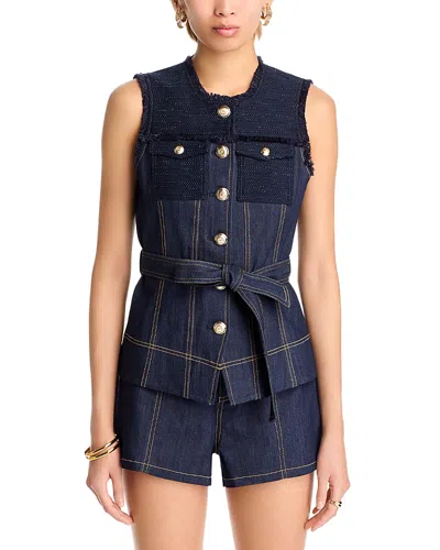 Cinq À Sept Cinq A Sept Braided Tweed Reenee Vest In Navy/indigo