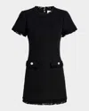 Cinq À Sept Brandi Tweed Mini Shift Dress In Black