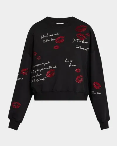 Cinq À Sept Brandy Kissing Booth Sequined Pullover In Blackred