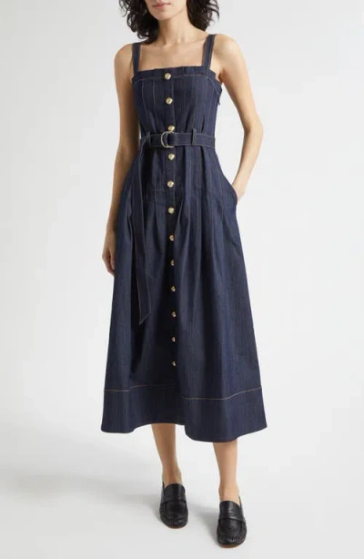 Cinq À Sept Branwen Denim A-line Dress In Blue