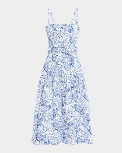 CINQ À SEPT BRANWEN SKETCHBOOK FLORAL MIDI DRESS