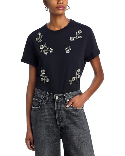 Cinq À Sept Bree Short-sleeve Rhinestone Vine Tee In Black