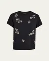 Cinq À Sept Bree Short-sleeve Rhinestone Vine Tee In Black