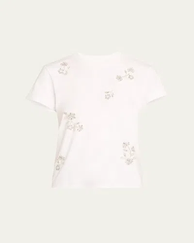 Cinq À Sept Bree Short-sleeve Rhinestone Vine Tee In White