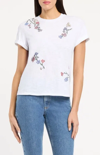 Cinq À Sept Bree Whispering Vines Beaded Cotton T-shirt In White