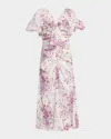Shop Cinq À Sept Brenton Puff-sleeve Midsummer Bloom Dress
